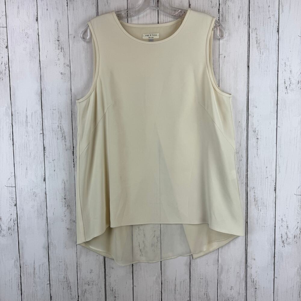 Rag & Bone Cream Split Back Sleeveless Crepe Top … - image 3